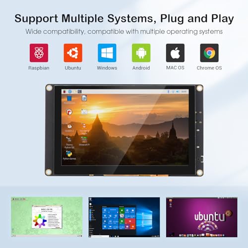 ELECROW 5 Inch Mini Touchscreen Monitor, TN Capacitive 5-Point Touch Screen 800×480 HD LCD Display Compatible with Raspberry Pi 5/4/4B/3B+/3B/B+, PC, Laptop, Driver-Free - Image 3