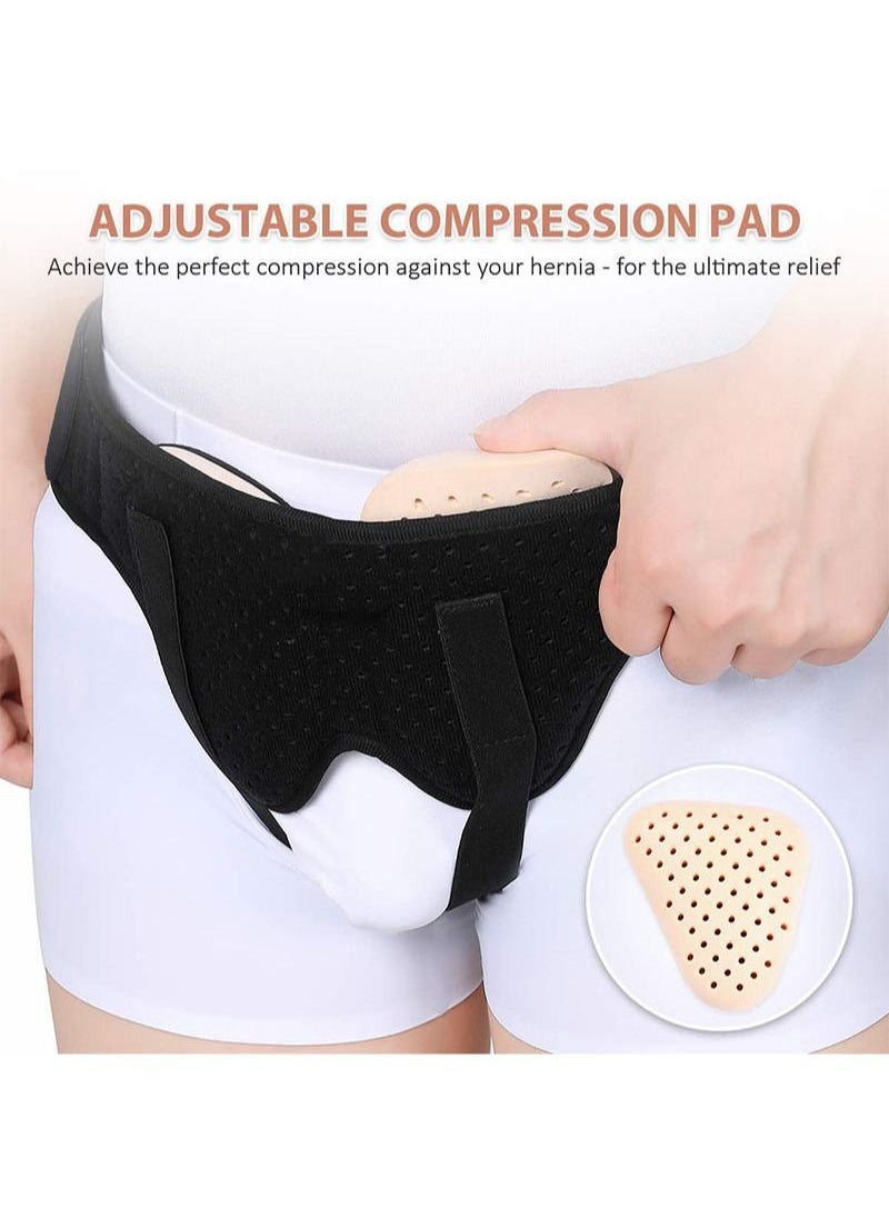 HaLunhi - Hernia Belt for Men - Inguinal Hernia Support for Men and Women Medical Hernia Brace Inguinal Truss for Single/Dual Sports Hernia Adjustable Waist Belt with 2 Removable Compression Pads - Image 1