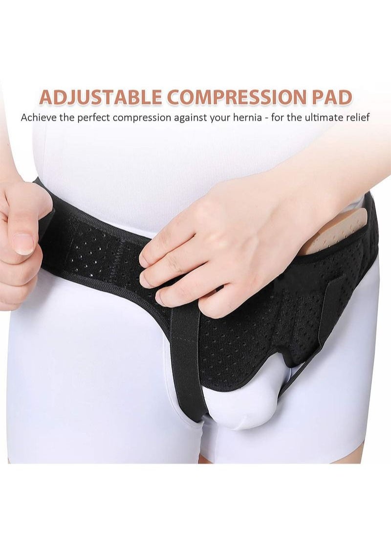 HaLunhi - Hernia Belt for Men - Inguinal Hernia Support for Men and Women Medical Hernia Brace Inguinal Truss for Single/Dual Sports Hernia Adjustable Waist Belt with 2 Removable Compression Pads - Image 1