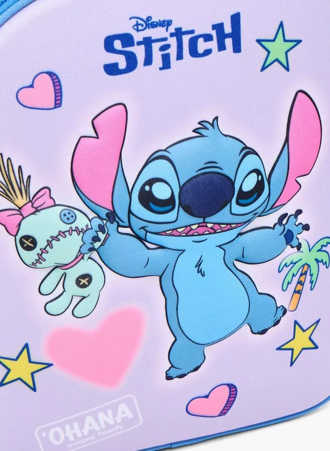 Disney Stitch Print School Backpack With Zip Closure