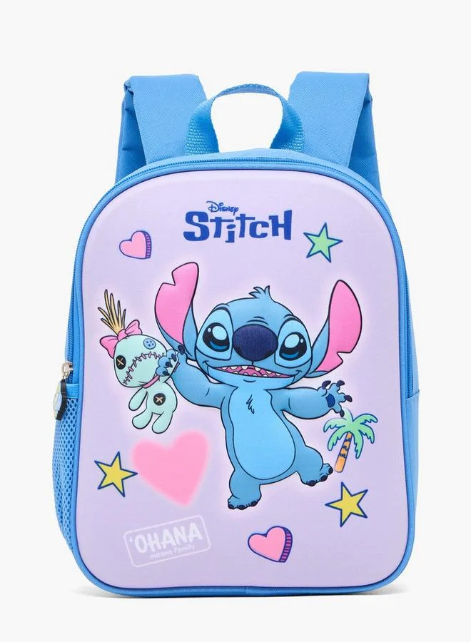 Disney Stitch Print School Backpack With Zip Closure