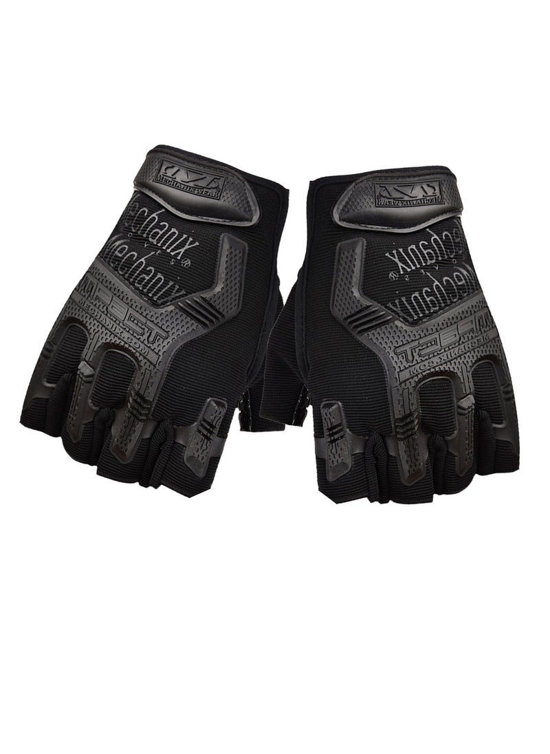 Generic Unisex Anti-Slip Tactical Mittens Impact Protection Half Finger Gloves Sport Utility Fingerless Gloves, Black  - Image 1