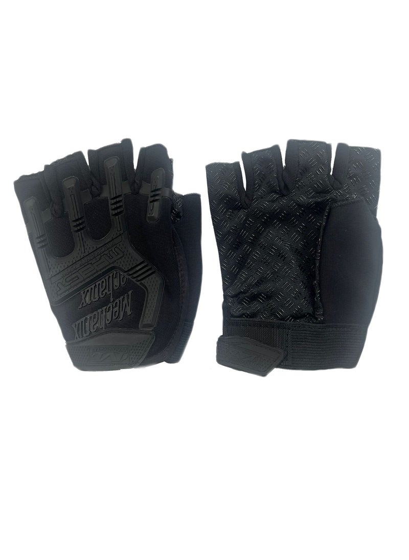 Generic Unisex Anti-Slip Tactical Mittens Impact Protection Half Finger Gloves Sport Utility Fingerless Gloves, Black  - Image 4