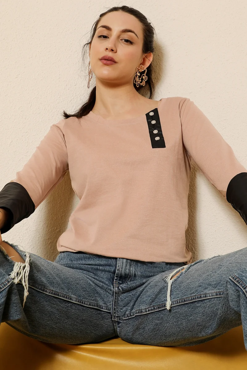 كامبوس سوترا بلوزة بأكمام متباينة للنساء