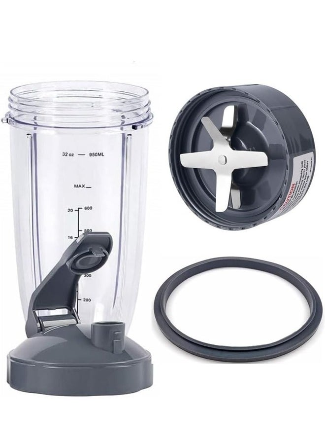 Generic - Blender Replacement Parts Compatible with 600W 900W Blenders, 32OZ Cups and Flip Top To Go Lids and Parts Extractor Blade - Image 1