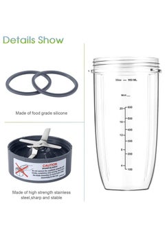 Generic Blender Replacement Parts Compatible with 600W 900W Blenders, 32OZ Cups and Flip Top To Go Lids and Parts Extractor Blade  - Image 3