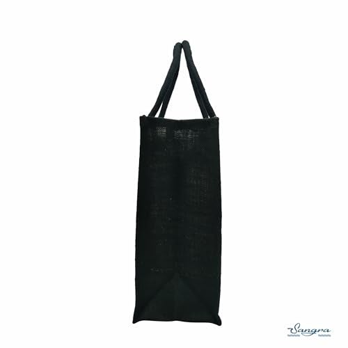 Sangra Multicolor Black Canvas Jute Bag For Men and Women Lunch Bag with Zip and handle (School kids) - Image 4