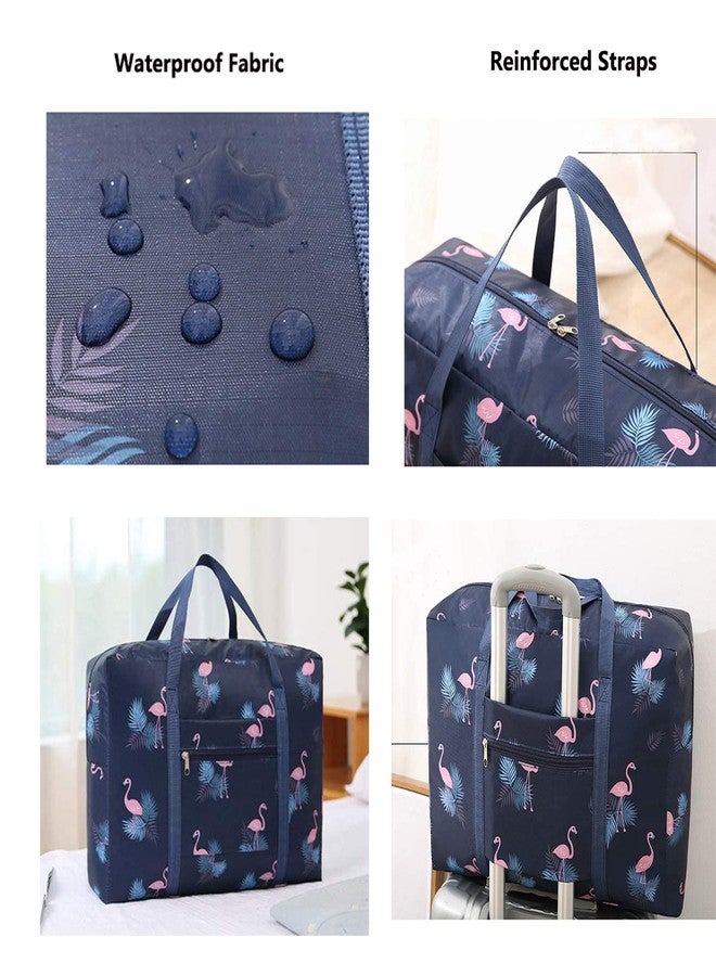 Fanwill Flamingo Spirit Airlines Foldable Travel Duffels, Waterproof Sport Weekender Overnight Bags for Women, Blue, 17.7x12.6x6.3 inches, Travel - Image 4