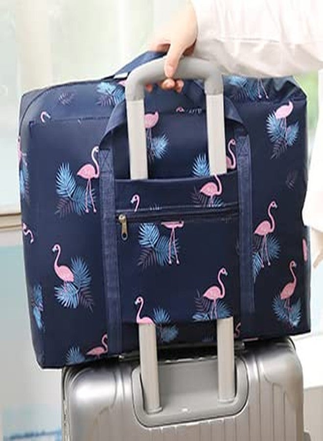 Fanwill Flamingo Spirit Airlines Foldable Travel Duffels, Waterproof Sport Weekender Overnight Bags for Women, Blue, 17.7x12.6x6.3 inches, Travel - Image 5