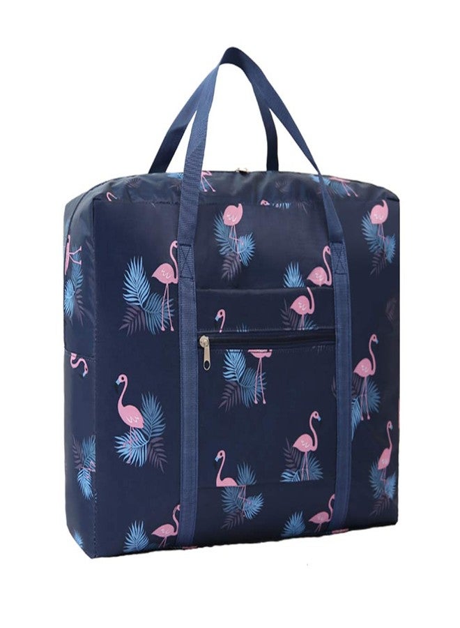 Fanwill Flamingo Spirit Airlines Foldable Travel Duffels, Waterproof Sport Weekender Overnight Bags for Women, Blue, 17.7x12.6x6.3 inches, Travel - Image 1