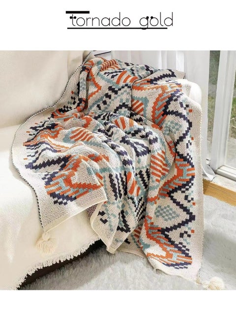 Knitted blanket Bohemian Air Conditioning Blanket Blanket Full Body Shawl Nap Blanket Multi-colored 130x170cm