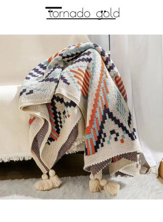 Knitted blanket Bohemian Air Conditioning Blanket Blanket Full Body Shawl Nap Blanket Multi-colored 130x170cm - view 3