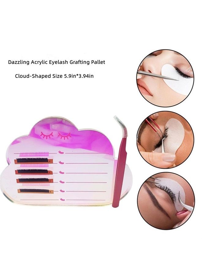 LIXIMMAZN Dazzling Eyelash Grafting Pallet, Acrylic Lash Tile holder, Makeup Palette Eyelash Extensions Storage Gasket Pads with Suction for Tweezers (Cloud-Shaped C) - Image 3