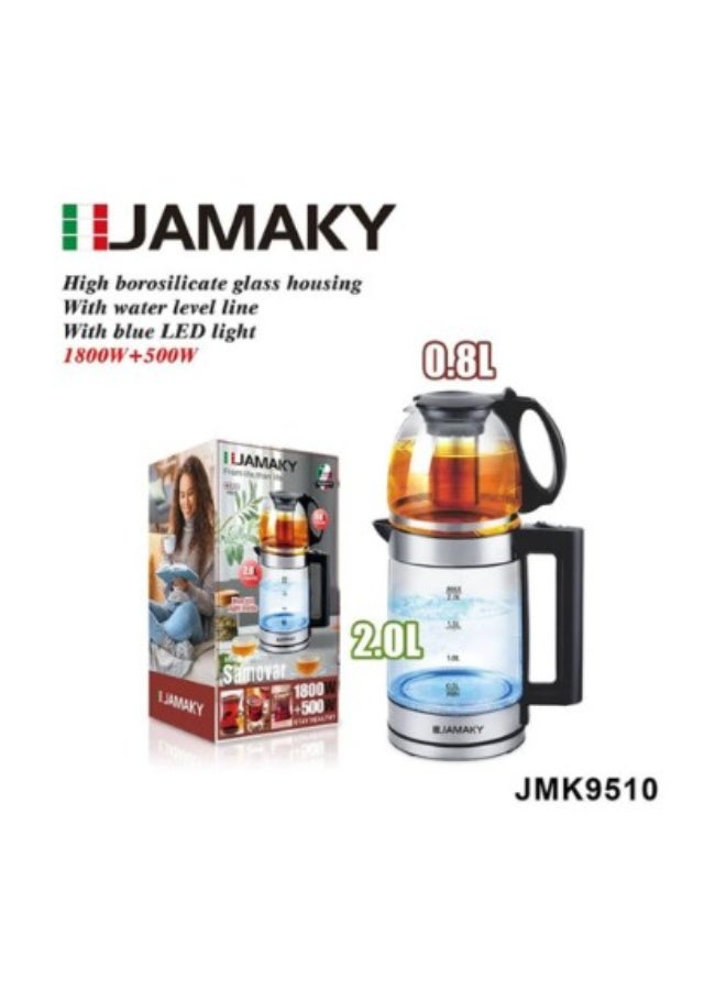 JAMAKY Italy Electric Double kettle 2L - High borosilicate glass housing 1800W + 500w , JMK9510 - Image 2