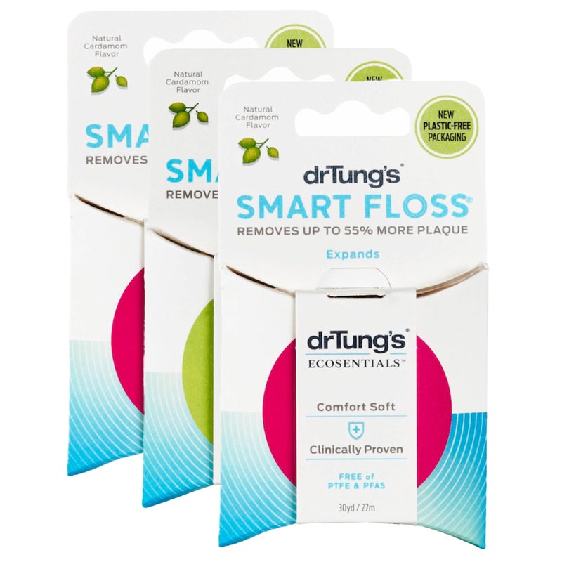 drTung's DrTungs Smart Floss 30 yds Dental Floss Natural Cardamom Flavor Colors May Vary 3 Pack 
