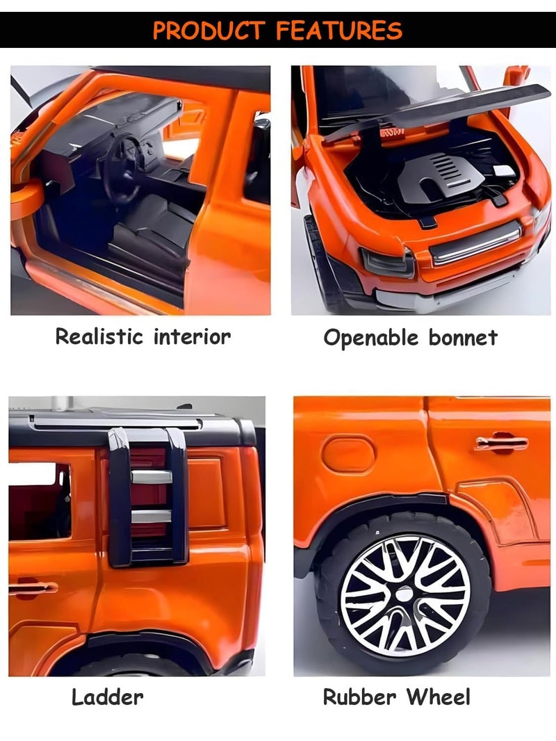 Zunbella Diecast 1:36 Defender Toy Car with Metal Body, Openable Doors, Bonnet & Boot | Pull-Back Action Model Car for Kids | Diecast Collectible Toy - Image 3