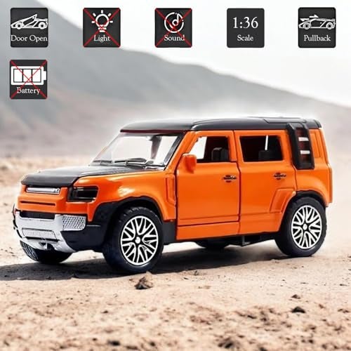 Zunbella Diecast 1:36 Defender Toy Car with Metal Body, Openable Doors, Bonnet & Boot | Pull-Back Action Model Car for Kids | Diecast Collectible Toy - Image 4