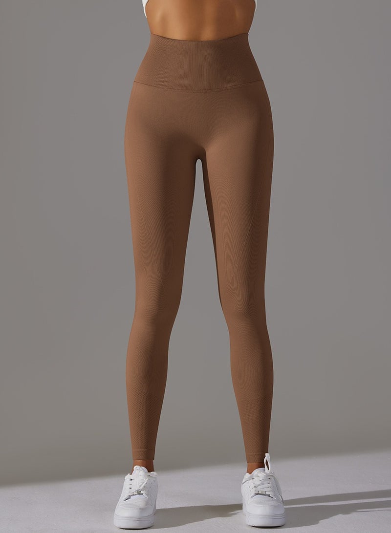 Loquat Yoga Tight Fitting Stretch Soft Pants Brown  - Image 1