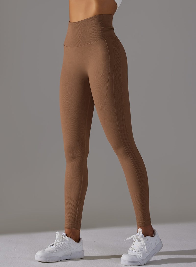 Loquat Yoga Tight Fitting Stretch Soft Pants Brown  - Image 2