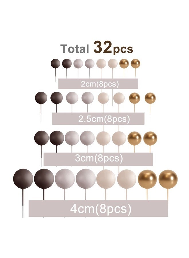 ASTARON 32 قطعة زينة كعكة كرات تزيين كعكة بالونات صغيرة أعواد كعكة كرات رغوية أعواد كعكة كرات زينة كعكة لحفلات الزفاف والحفلات وأعياد الميلاد (بني ذهبي) - Image 1