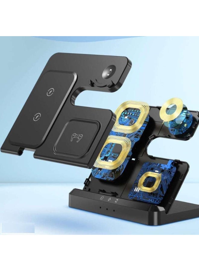 Wireless Charger ,3 in 1 Fast Wireless Charging Station for Galaxy S24 S23 Ultra S22 S21 Z Fold5/4 Z Flip5/4,Wireless Watch Charger Galaxy Watch 6 Classic 5pro/4,Galaxy Buds - Black - Image 5