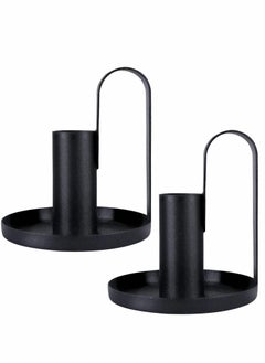 Excefore Candles Holder Set, 2 Pcs Iron Plate with Handles  - Image 1
