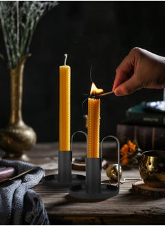 Excefore Candles Holder Set, 2 Pcs Iron Plate with Handles  - Image 4