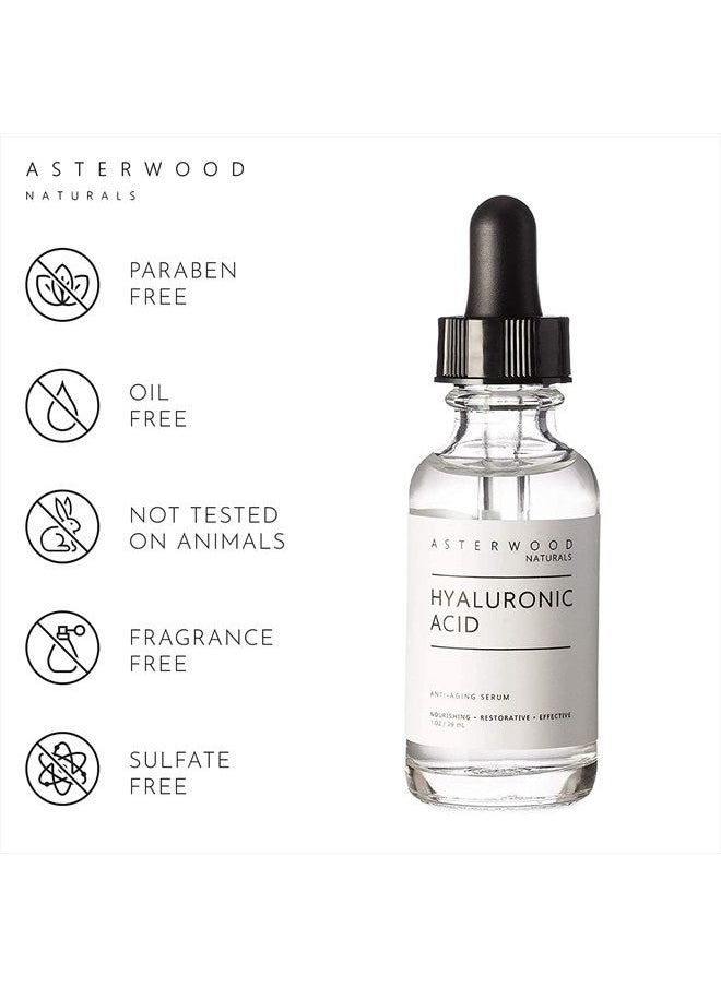Asterwood Pure Hyaluronic Acid Serum for Face; Plumping Anti-Aging Face Serum, Hydrating Facial Skin Care Product, Fragrance Free, Pairs Well with Vitamin C Serum & Retinol Serum, 118ml/4 oz