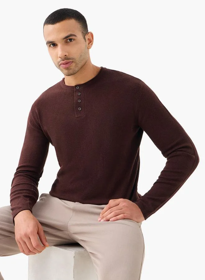 سبلاش فيڤ Henley Collar Sweater with Long Sleeves