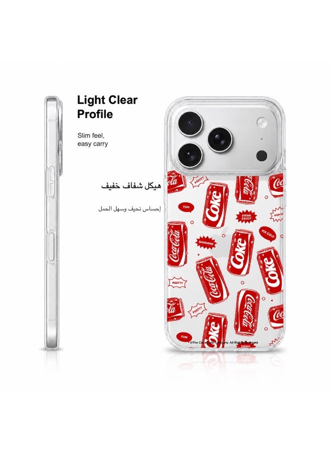 Coca-Cola iPhone 17 Pro Max Magnetic Clear Phone Case, Slim Protective Cover with Coke Can Pattern, Wireless Charging Compatible, Raised Camera Protection, Clear/Red - Image 4