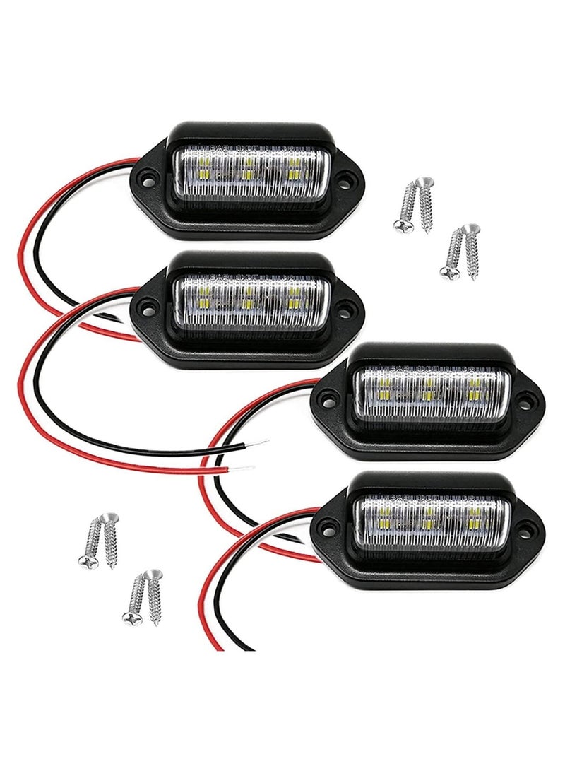 Generic 4PCS LED Number Plate Light, 12V-24V DC Compatibility Waterproof License Plate Lamp License Plate Illumination 6-SMD Number Plate Light for Truck SUV Trailer Van RV Boats Cargo Lights Under Hood Light - Image 1