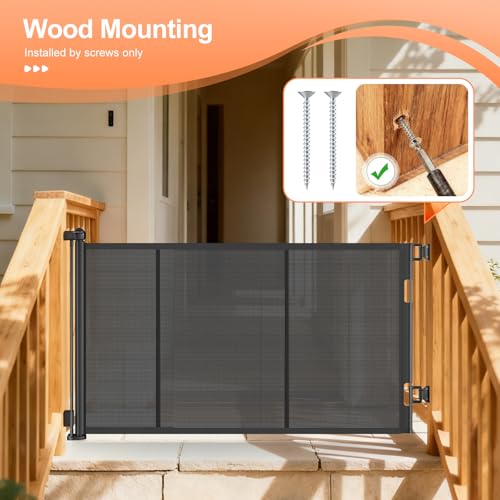EZIGO Retractable Baby Gates Replacement Parts, Full Set Wall Mounting Accessories Including Brackets, Latches, Screws for 100/120 inch Extra Wide Baby Gate Mesh Gate Retractable Dog Gate, Black - Image 3