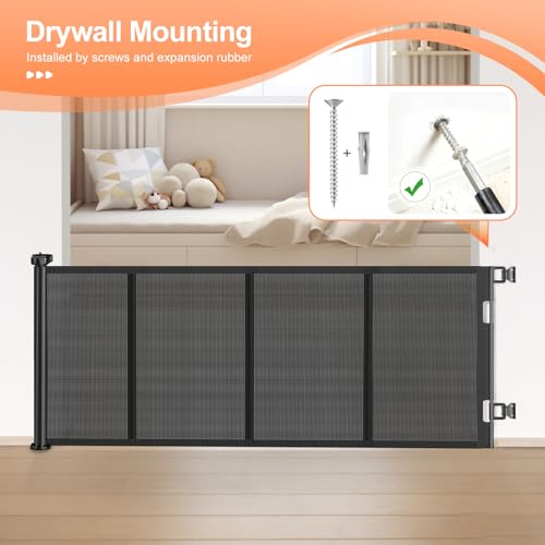 EZIGO Retractable Baby Gates Replacement Parts, Full Set Wall Mounting Accessories Including Brackets, Latches, Screws for 100/120 inch Extra Wide Baby Gate Mesh Gate Retractable Dog Gate, Black - Image 4