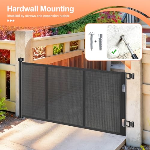 EZIGO Retractable Baby Gates Replacement Parts, Full Set Wall Mounting Accessories Including Brackets, Latches, Screws for 100/120 inch Extra Wide Baby Gate Mesh Gate Retractable Dog Gate, Black - Image 5