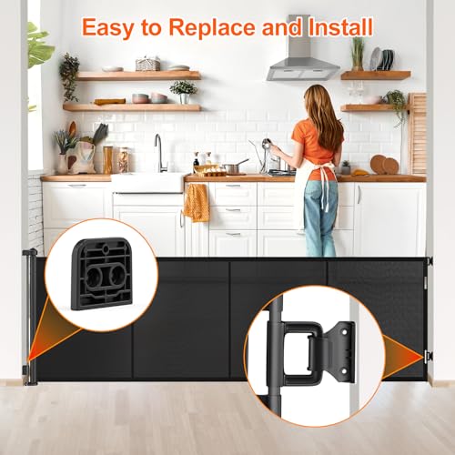 EZIGO Retractable Baby Gates Replacement Parts, Full Set Wall Mounting Accessories Including Brackets, Latches, Screws for 100/120 inch Extra Wide Baby Gate Mesh Gate Retractable Dog Gate, Black - Image 2