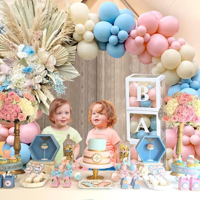 Patimate Gender Reveal Decorations Party Set - 176pcs Pink and Blue Balloons Arch Kit, Baby Box with Letters for Gender Reveal Decor Party Supplies Boy or Girl Baby Shower Revelacion Genero Backdrop - Image 2