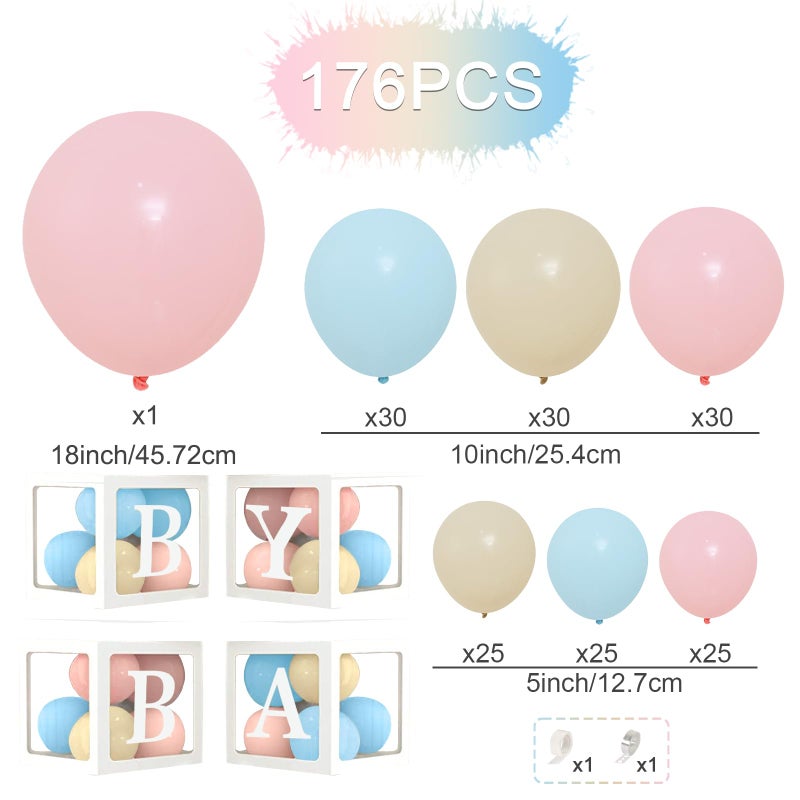 Patimate Gender Reveal Decorations Party Set - 176pcs Pink and Blue Balloons Arch Kit, Baby Box with Letters for Gender Reveal Decor Party Supplies Boy or Girl Baby Shower Revelacion Genero Backdrop - Image 3