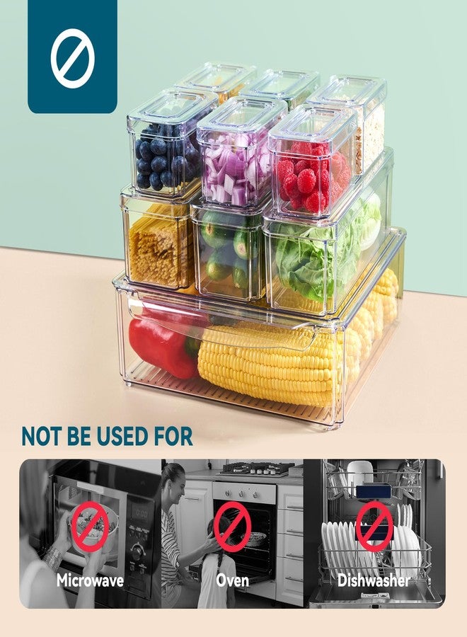 Luckore 10 Pack Clear Fridge Organizer, Stackable Refrigerator Organizer Bins with Lids, Fridge Storage Containers for Kitchen, Food, Cabinets, Fridge, Fruits, Vegetables, Cereals - Image 5