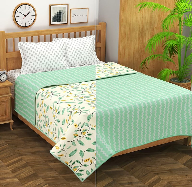 VAS COLLECTIONS Cotton Super Soft Brushed Microfiber Cotton 2 Layer Breathable Double Bed Dohar Lightweight Summer | AC | All Season Blanket Dohar 84X96(Inches) 213X243(CM) Cotton Pista & Light Green - Image 2