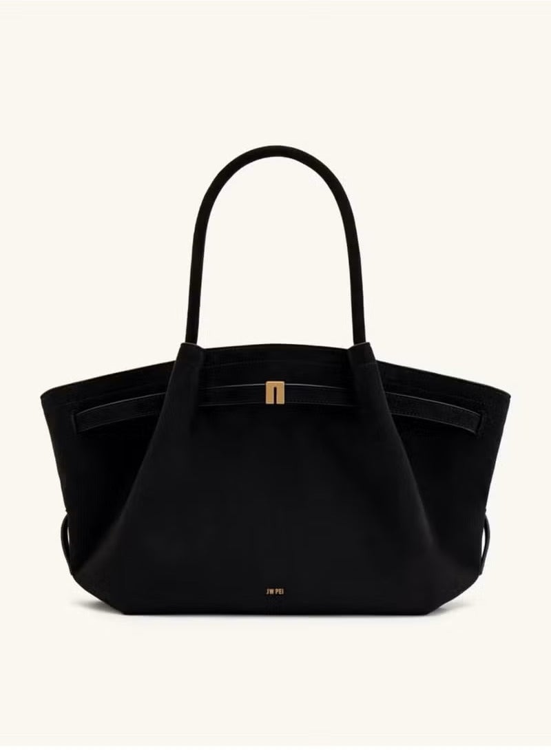 JW PEI Hana Medium Faux Suede Tote- Black - Image 2