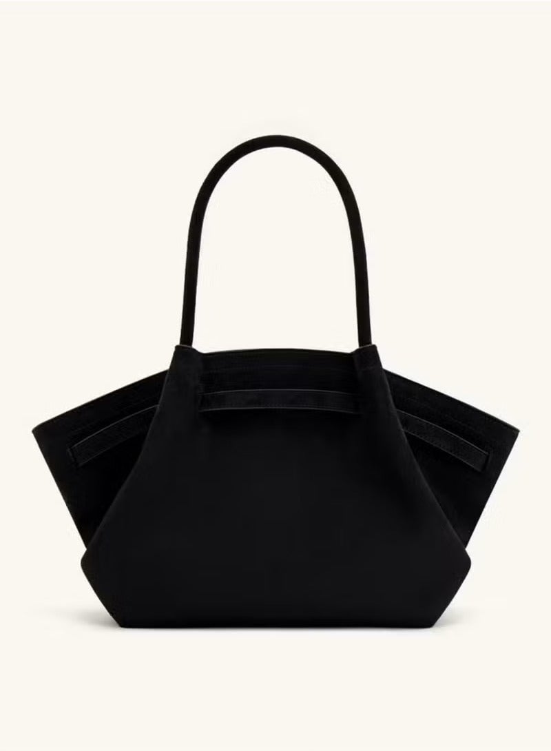JW PEI Hana Medium Faux Suede Tote- Black - Image 3