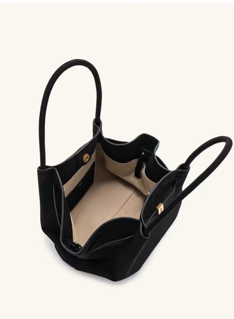 JW PEI Hana Medium Faux Suede Tote- Black - Image 4