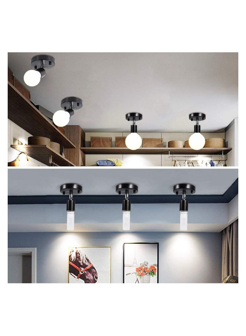 Captaintech Ceiling Lamp Socket Adapter 220V Lamp Holder Light E27 Lamp Holder Adapter Retro Vintage Rotating Bulb Socket Socket Light Holder 180 Degree, Home Decor Cafe (Black) - Image 3