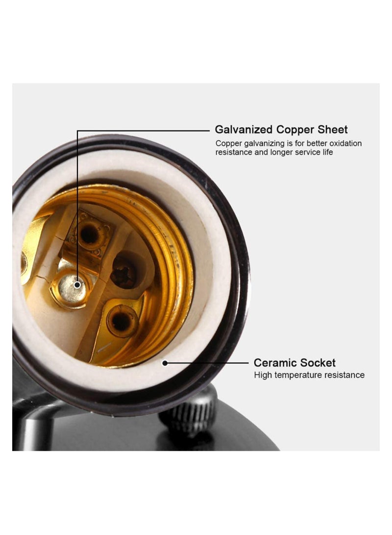 Captaintech Ceiling Lamp Socket Adapter 220V Lamp Holder Light E27 Lamp Holder Adapter Retro Vintage Rotating Bulb Socket Socket Light Holder 180 Degree, Home Decor Cafe (Black) - Image 5