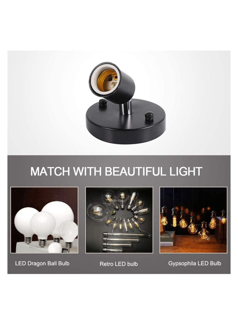 Captaintech Ceiling Lamp Socket Adapter 220V Lamp Holder Light E27 Lamp Holder Adapter Retro Vintage Rotating Bulb Socket Socket Light Holder 180 Degree, Home Decor Cafe (Black) - Image 2