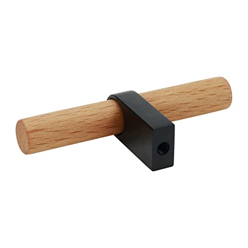 Mcredy T Bar Pulls for Cabinets Single Hole Black Wooden Cabinets Handle Pulls for Closet Wardrobe Kitchen Drawer Dresser Hardware, 8 Packs - Image 4