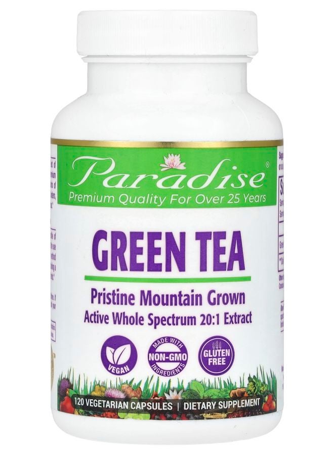 Paradise Herbs Green Tea 120 Vegetarian Capsules (250 mg per Capsule) - Image 1