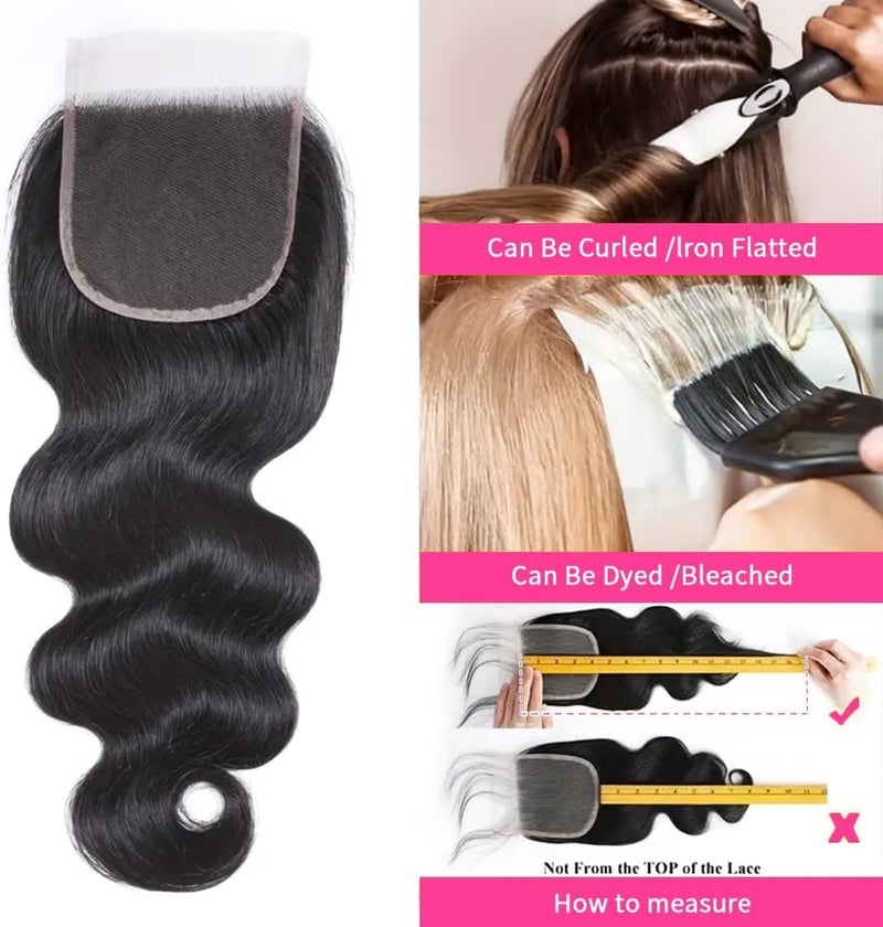 Selina Lace Closure 14 Inch Brazilian Body Wave Closure Free Part Lace Closure 4X4 Unprocessed Human Hair Natural Black Color Virgin Human Hair - Image 5