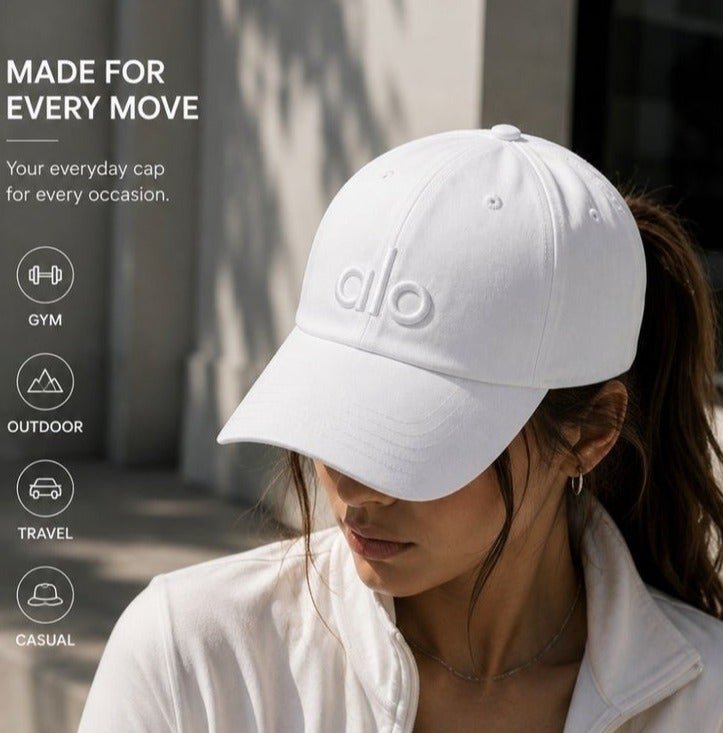Alo Yoga ALO Offduty Adjustable Baseball Cap - White - Image 1