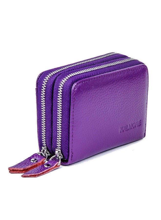KALMORE Wallets For Women Genuine Leather Double Zipper Rfid Blocking Purse With Coin Pocket Cardholder And Id Window  - Image 4